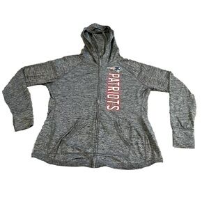 New England Patriots NFL Fleece Hoodie Jacket Women Sz XL Gray Zip Pocket Hood